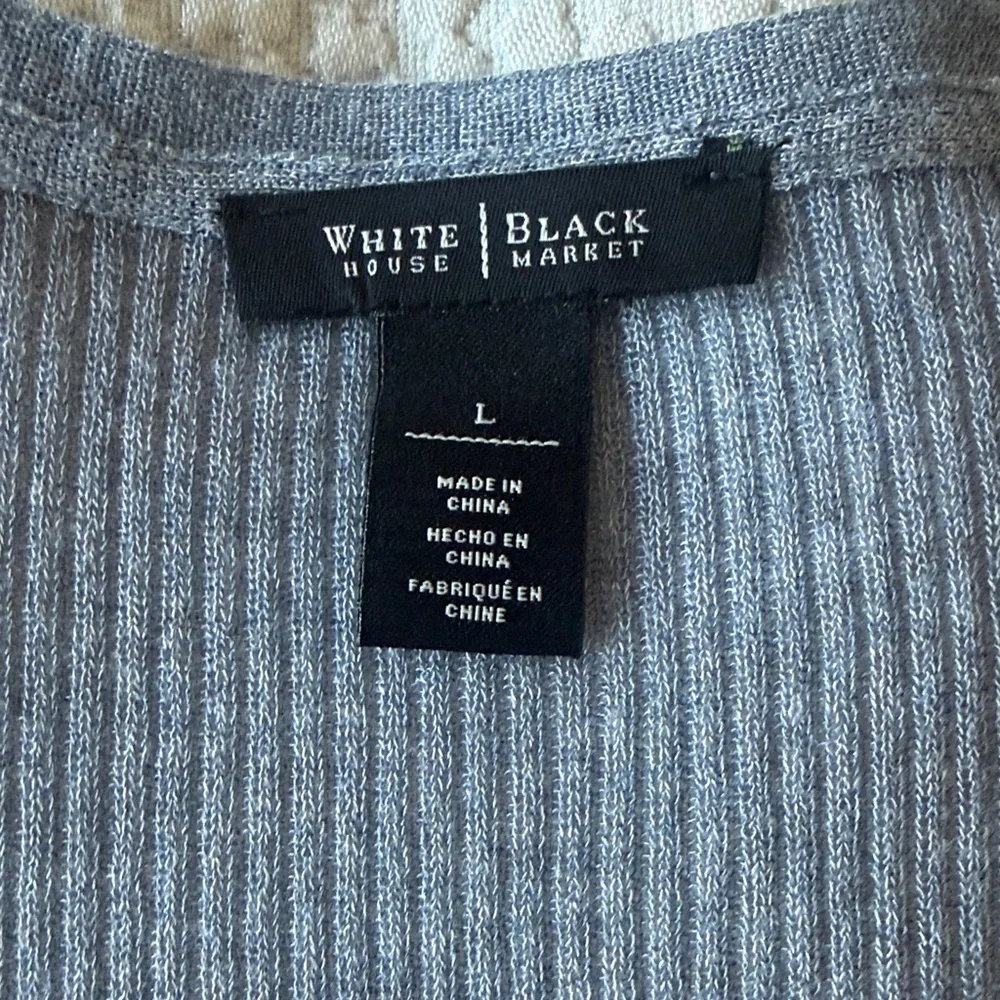 White House Black Market Ribbed light weight blue Duster size L - Picture 4 of 4